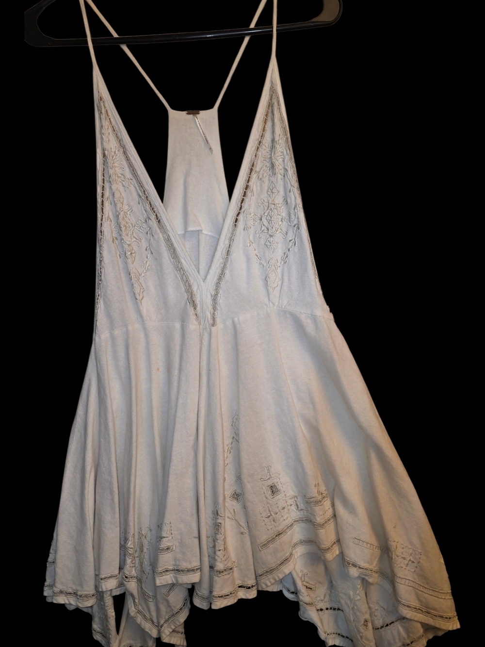 Free People Cream Textured Spaghetti Strap Top